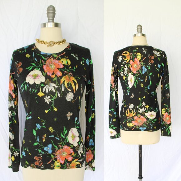 Richard Grand Cashmere Silk dress Sweater tunic floral Lilly Jumper black - Picture 1 of 10